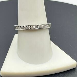 SW Signed Sterling Silver CZ Full Eternity Band‎ Ring Sz 9.5
